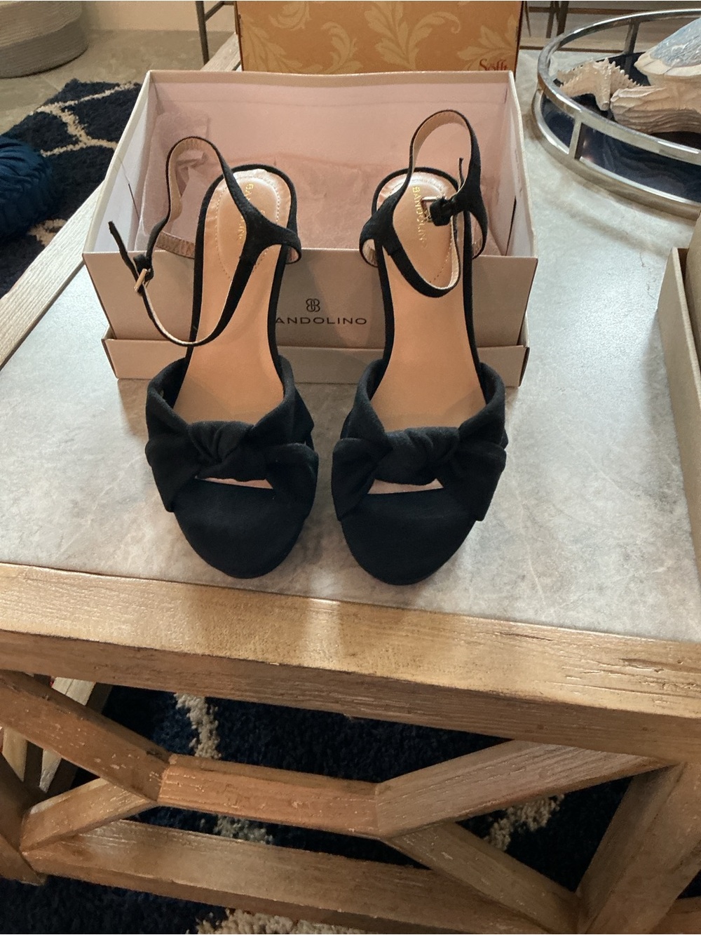 Bandolino Black Bow Front Slingback Sandals